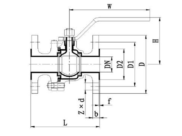 Iron housing lined flange ball valve